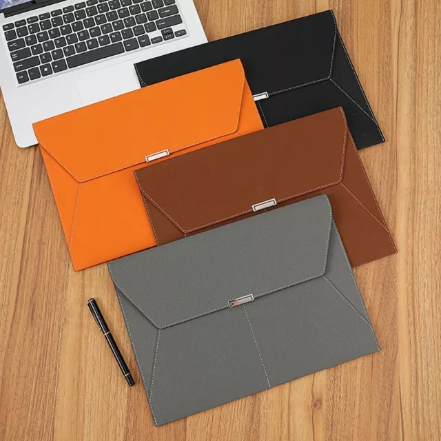 PU Leather File Pocket Large Capacity Documents Pouch Durable Archive Bag