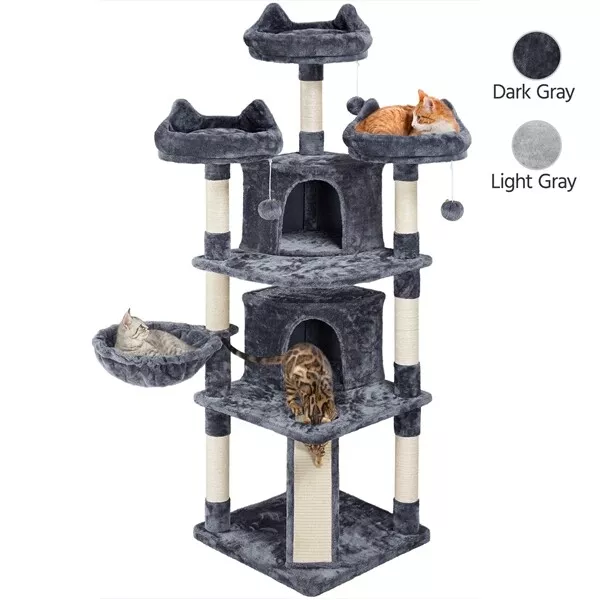 Grande Árbol Rascador para Gatos Adultos con 3 Plaraforma 174 cm Torre para Gato