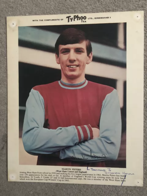 MARTIN PETERS  Large TYPHOO TEA Football Card West Ham & England GREAT CONDITION