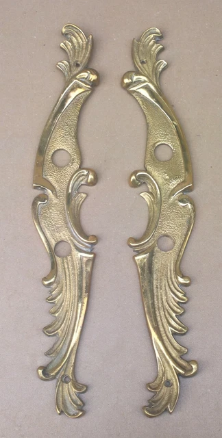 ANCIENNE PAIRE PLAQUES de propreté BRONZE style ROCAILLE déco salle de bain #2 EUR 30,00