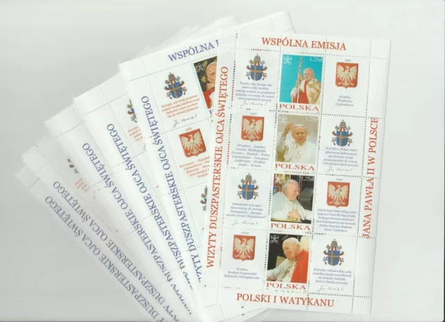 s39973 DEALER STOCK POLAND 2004 MNH** Joint issue Vaticano 2 S/S  (10 S/Sx2)