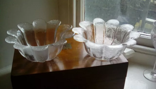 dartington glass pair clear deep daisy bowls FT186 70s Thrower