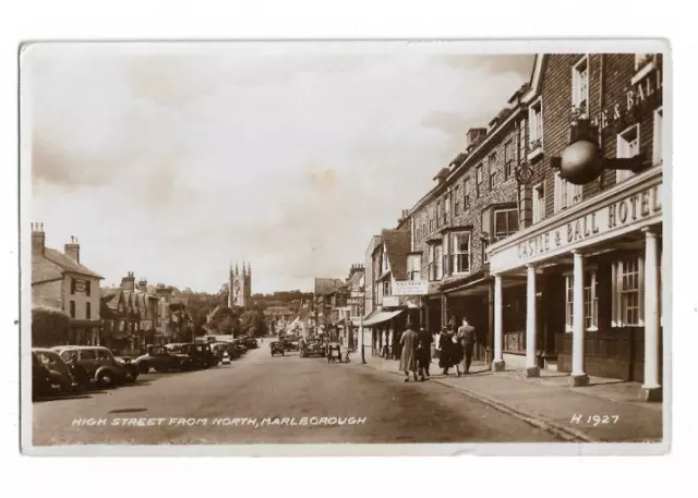 Marlborough, High Street From North, Wiltshire, RP Postcard.