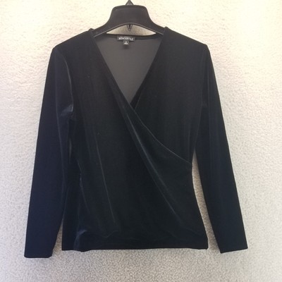 J Crew Mercantile V Neck Black Shirt Womens Small S Long Sleeve Pullover Top