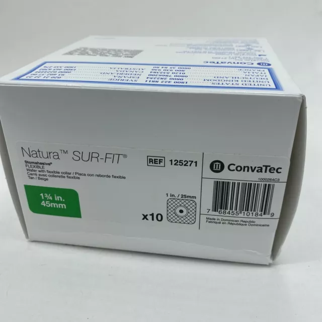 10 obleas ConvaTec 125271 Sur-Fit Natura 1"" apertura 1-3/4"" brida caduca 2028