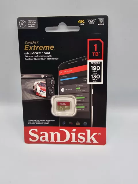 SanDisk Extreme 1TB UHS Speed Class 3 microSDXC Memory Card (SDSQXAV-1T00-GN6MN)