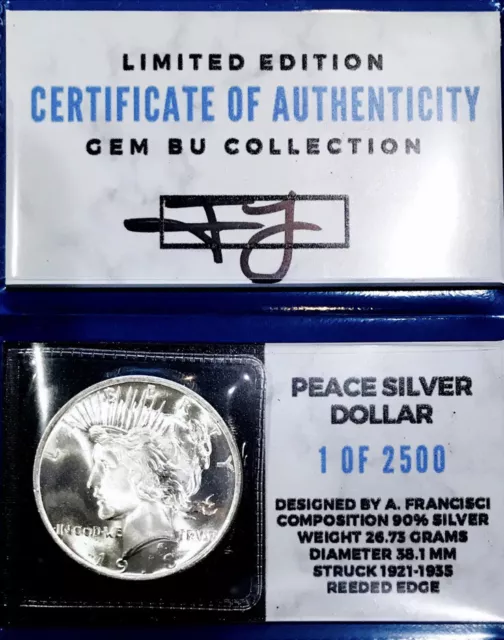 ⭐️1923 Flawless Superb Gem Bu+++⭐️Peace Dollar⭐️Coa & Collector Sealed⭐️Rare⭐️