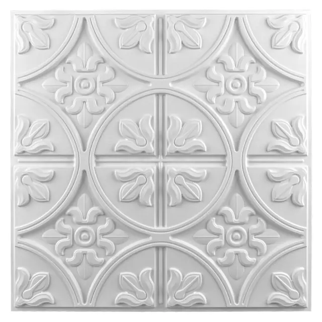 Art3d 12 Pack Drop PVC Ceiling Tiles，Glue-up Ceiling Panel,（48 sq.ft）-Fancy 2