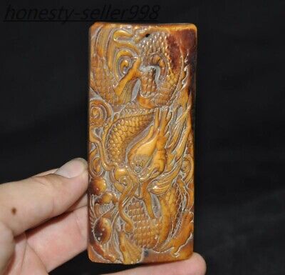 4.2'' China Ancient dynasty hand carved Lucky dragon loong statue amulet pendant