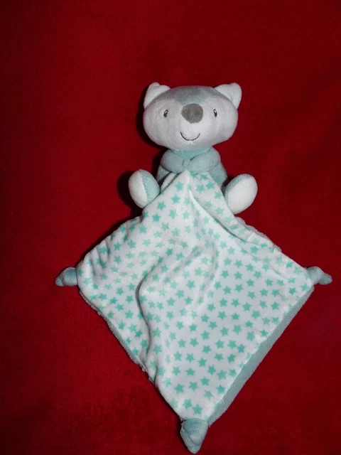 DOUDOU PELUCHE NICOTOY RENARD MOUCHOIR vert blanc étoile - ETAT NEUF
