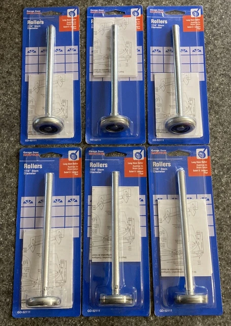 Garage Door Rollers, SIX (6) Heavy Duty Steel # GD 52111, Ten Bearing Long Stem