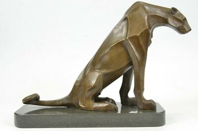 Art Deco Hotcast Bronze Panther Mounted On A Black Marble Base. Signed H.moore