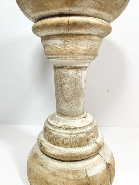 Antique 10" Architectural Salvaged Turned Wood Pillar Primitive Farmhouse Stand