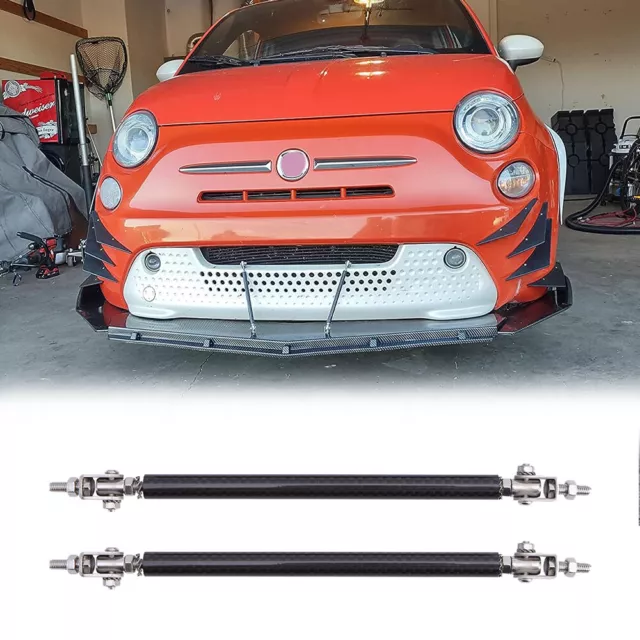 Universal Carbon Fiber 10"-13" Front Bumper Splitter Strut Rods Support Tie Bar