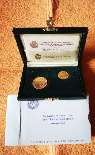 Monete Oro  - Repubblica San Marino 1982 - 1 E 2 Scudi
