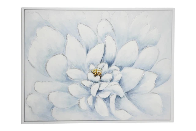 Zimlay Silver And White Peony Flower Acrylic Painting Wall Art 87757