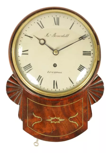 Rare English 8” Fusee Drop Dial Timepiece by James Brownbill, 1840.