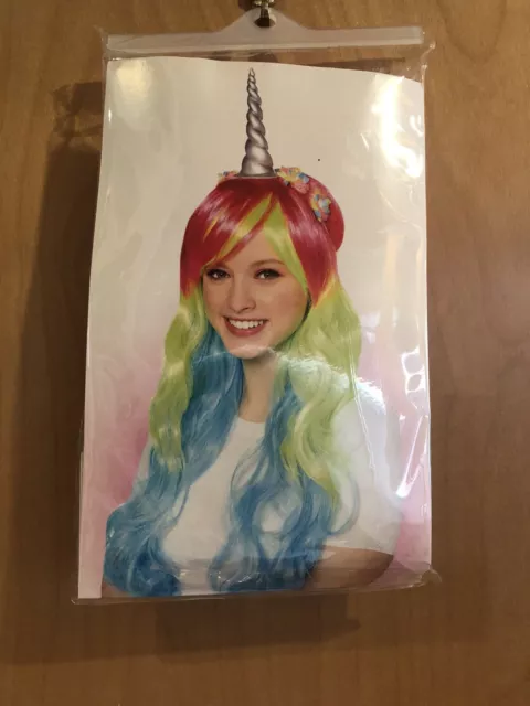 Rainbow Unicorn Wig Claire's Icing Costume Red Green Blue Wig NEW Free Ship