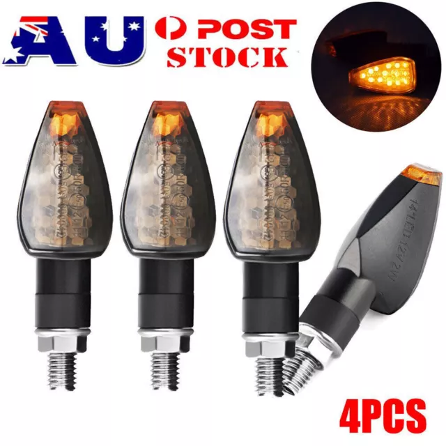 4X Motorcycle Indicators Amber LED Turn Signal Light Universal Blinkers Lamp 12V