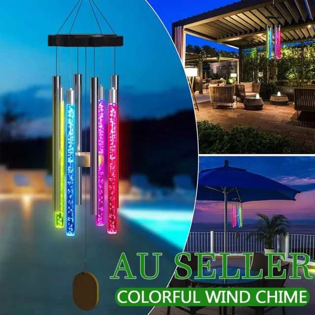 Solar Wind Chimes Lights Outdoor Memorial Wind Chimes with Color Changing RGB AU