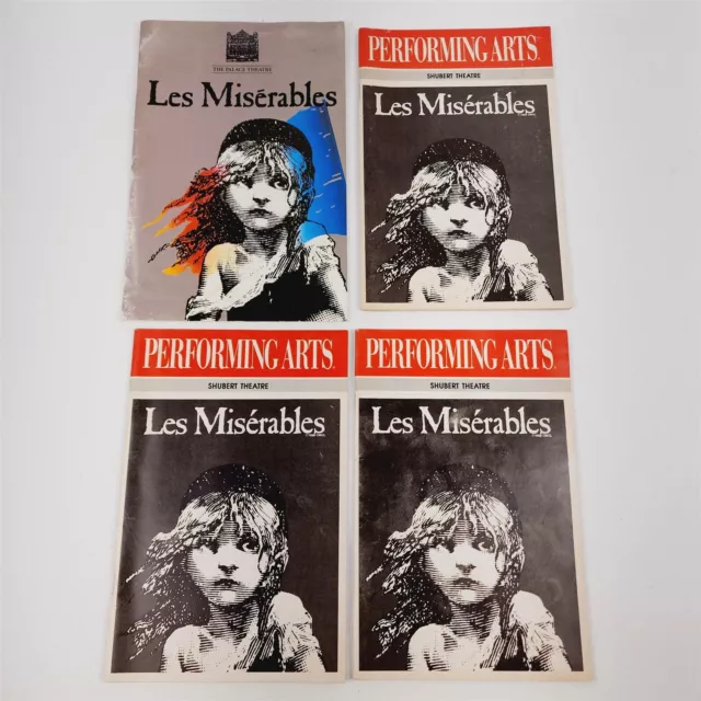 4 Les Miserables Vintage Playbills Theater Booklets 1985 Palace 1988 Shubert