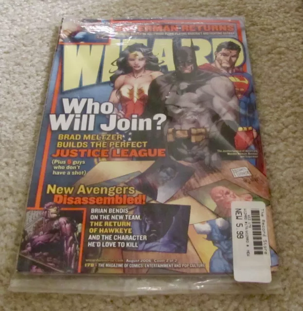 Wizard Magazine 178 In Sealed Polybag w/ Promo Items Justice League Avengers