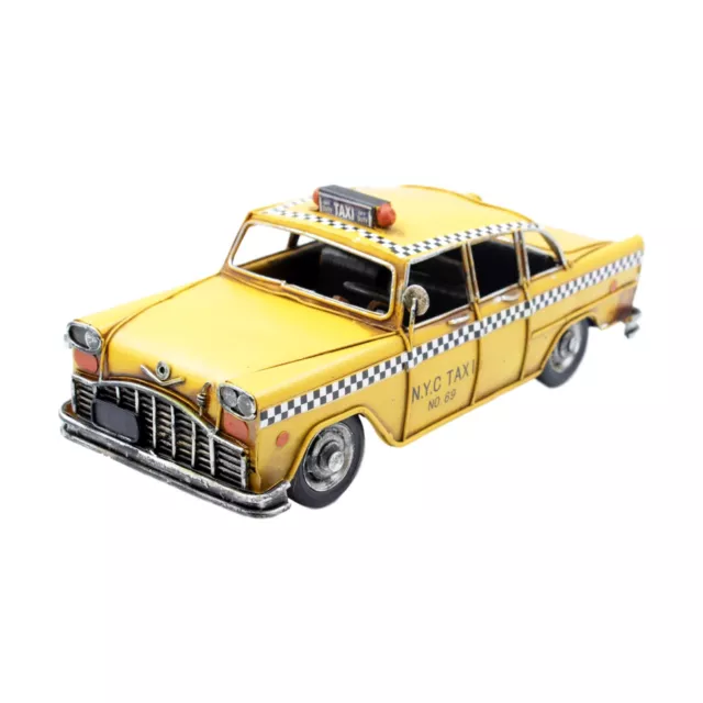 Collectable NYC Yellow Tin Plate Taxi Cab Model Ornament Vintage Retro Large