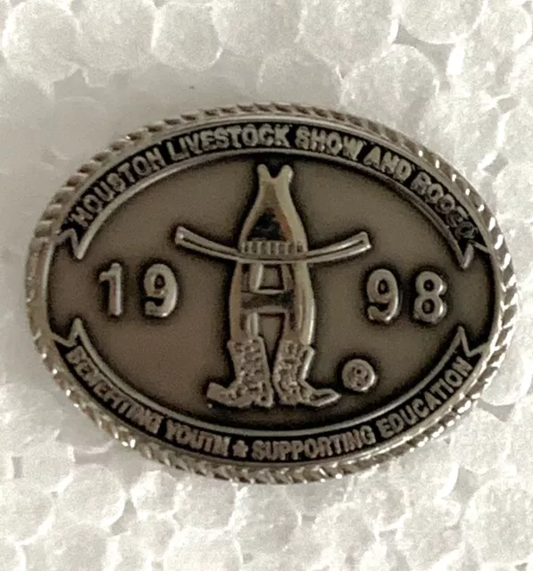 Houston Livestock Show and Rodeo Texas Enamel Bow Legged H Cowboy Hat 1998 Pin