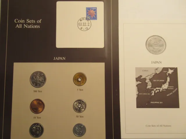Coins of All Nations Series Japan 6 Unc. Set, 1st Day Stamp