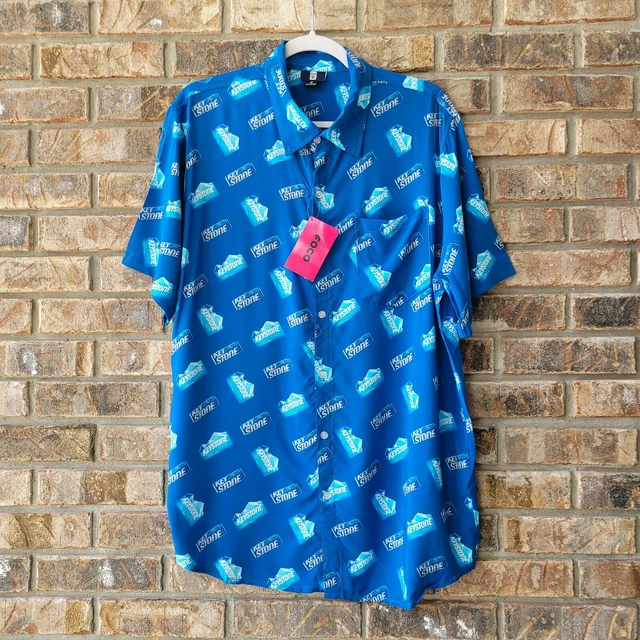 FOCO Men's Size Medium Keystone Beer Novelty S/S Button-Down Shirt NEW