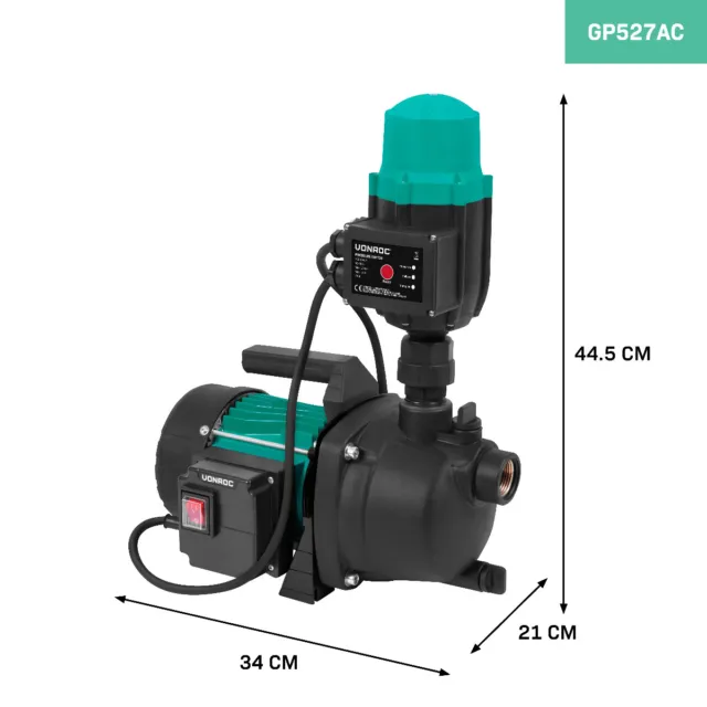 VONROC Pompe hydrophore/automatique 800W – 3300l/h  –Pressostat inclus – Prot... 2
