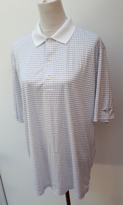Hommes XL Greg Norman pour Tasso Elba rayé jouer Dri Golf Polo Shirt 