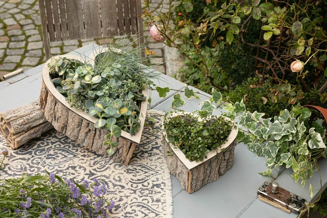 Salvare Set 2x Pflanzherz " Rindenstücke ",2er Set,Giardino Fiori Piante