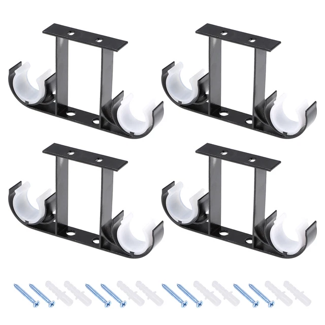 4pcs Curtain Rod Bracket Double  for 26-29mm Drapery Rod 140 x 80 x 19mm Black