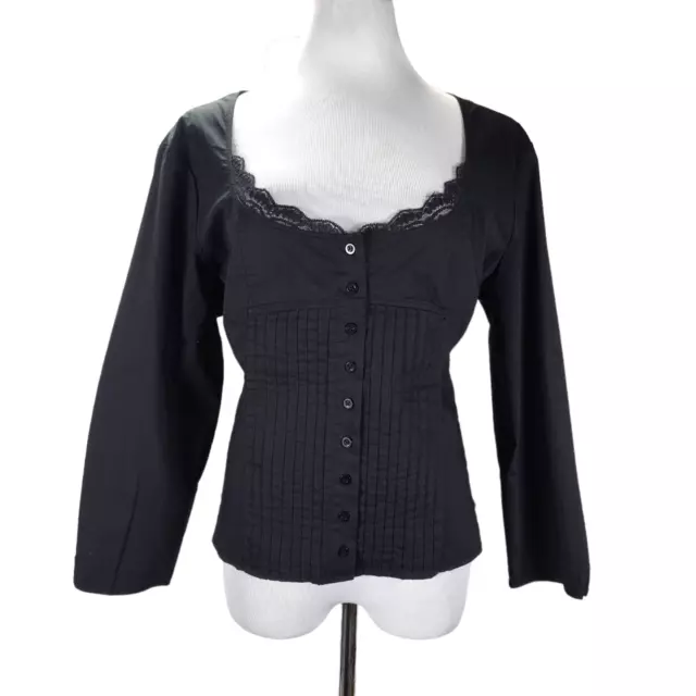 Vintage 90s Y2K Empire Waist Top Size 2X Black Cotton Poplin Long Sleeve Blouse Vintage 90s Y2K Empire Waist Top Size 2X Black Cotton Poplin Long Sleeve Blouse