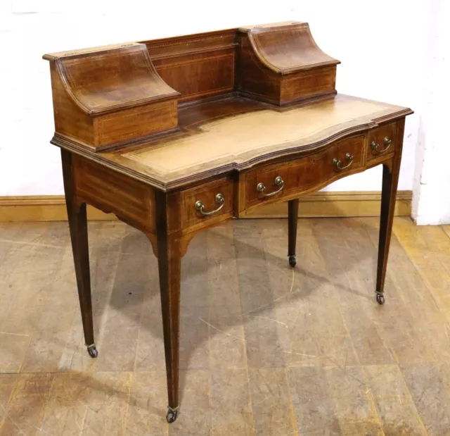 Antique inlaid mahogany 2 tier writing desk