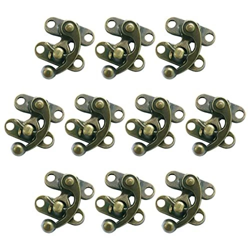 Thickened Antique Bronze Right Latch Hook Hasp Horn Lock Wood Jewelry Box