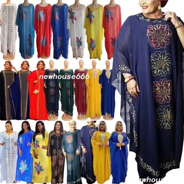 African Dashiki Kaftan Abaya Women Maxi Dress Ramadan Jilbab Robe Gown Caftan