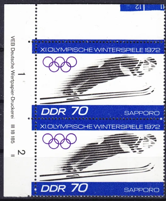 Briefmarken DDR Mi Nr. 1730 Olympia Sapporo Druckvermerk DV DWD II **