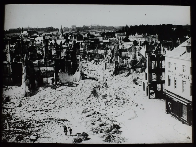Magic Lantern Slide THE RUINS OF LOUVAIN WW1 PHOTO BELGIUM WORLD WAR ONE