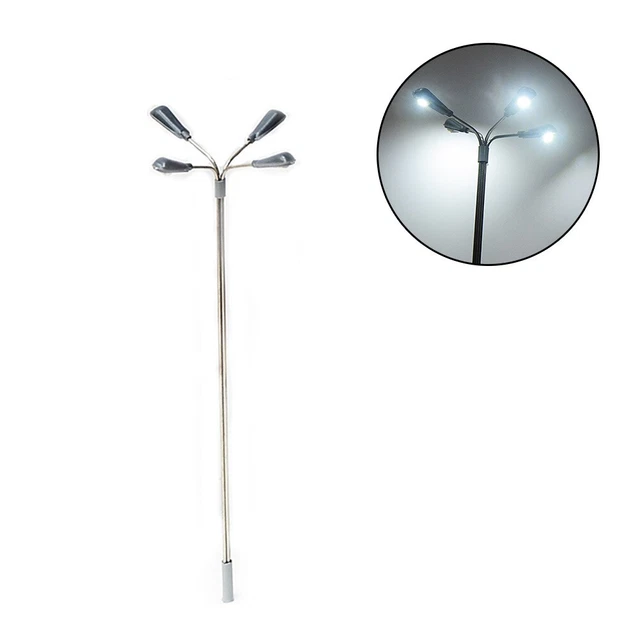 5 Lampadaires Modélisme échelle N (1:160) Avec LED - Décoration De Rue Pour Maquette De Train