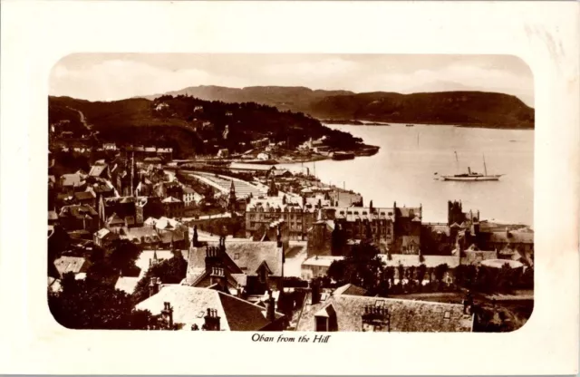 rare vintage real photo postcard - Oban from the Hill Oban Scotland unposted