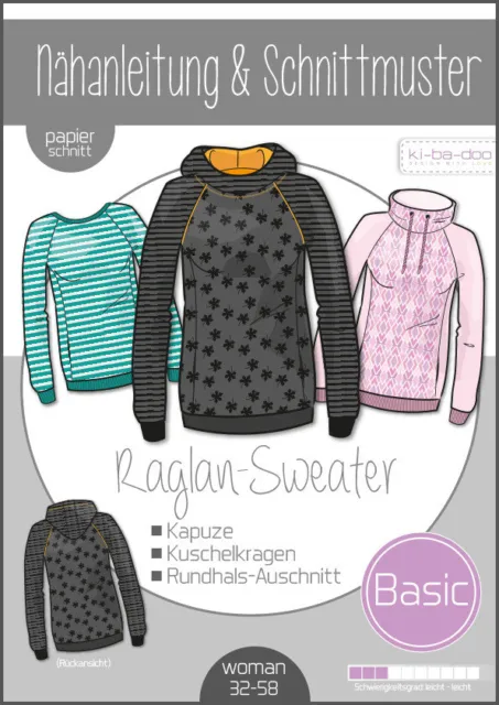 Schnittmuster kibadoo Basic Raglan Sweater Damen