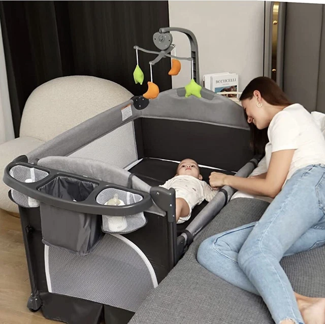 Zdolmy Baby Bedside Sleeper Bassinet, Portable Baby Bedside Crib,