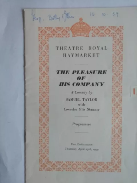 'The Pleasure Of His Company - 1959 West End Theatre Programme