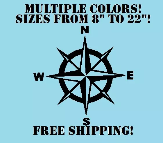 Nautical Rose Compass Star Vinyl Decal Sticker truck hood roof door blackout