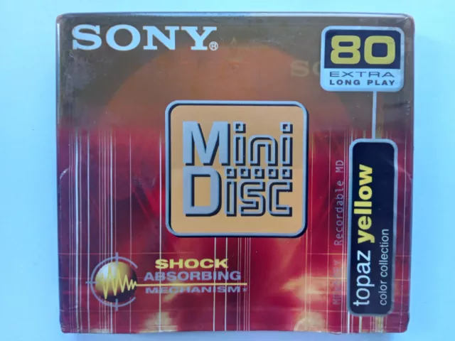 Sony MiniDisc MD Mini Disc Topaz Yellow 80 Extra Long Play Blank New + Sealed