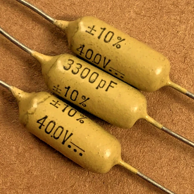 2 Condensateurs Mallory Blue Drop Mylar 5.6nF / 200V - NOS (New Old Stock) Testés