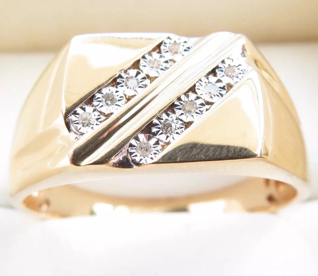 GENUINE DIAMOND MEN’S Ring In 9K Yellow Gold Z+5 Size EUR 0,61
