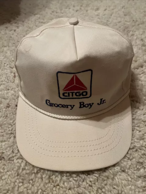 Vintage Citgo Rope Hat Cap White Snapback Gas Oil Logo “grocery Boy jr”